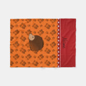 Aangepaste naam egelvormige oranje kerstcadeaus fleece deken (Voorkant (Horizontaal))