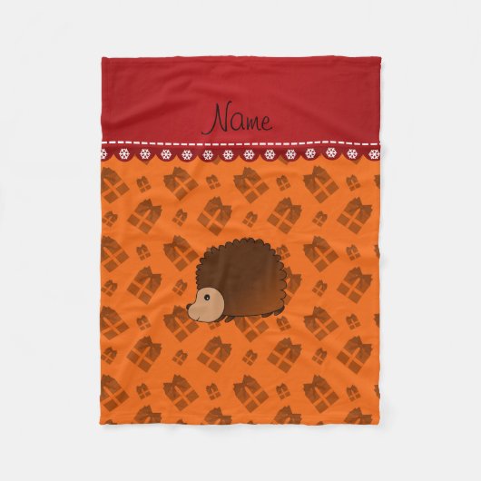 Aangepaste naam egelvormige oranje kerstcadeaus fleece deken (Voorkant)