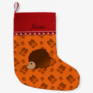Aangepaste naam egelvormige oranje kerstcadeaus kleine kerstsok