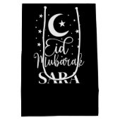 Aangepaste naam Eid Mubarak Modern Eid Black Gift  Medium Cadeauzakje (Achterkant)