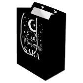 Aangepaste naam Eid Mubarak Modern Eid Black Gift  Medium Cadeauzakje (Achterkant Gekanteld)