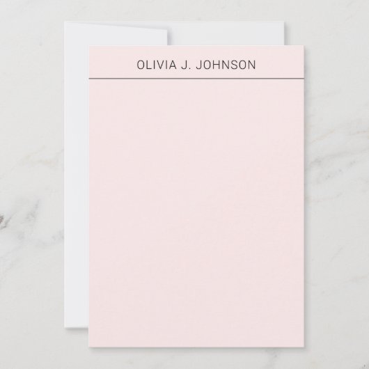 Aangepaste naam elegant blush roze platte briefkaa notitiekaartje (Voorkant)
