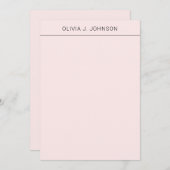 Aangepaste naam elegant blush roze platte briefkaa notitiekaartje (Voorkant / Achterkant)