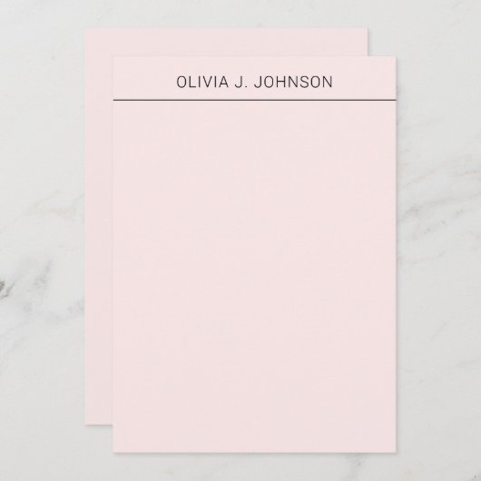 Aangepaste naam elegant blush roze platte briefkaa notitiekaartje (Voorkant / Achterkant)