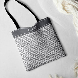 Aangepaste naam Elegant Chic Klassiek Grieks sleut Tote Bag