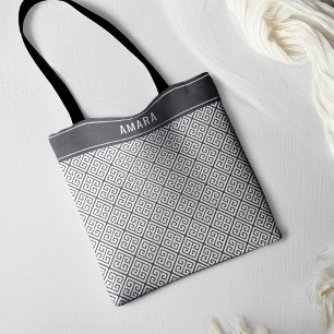 Aangepaste naam Elegant Chic Klassiek Grieks sleut Tote Bag