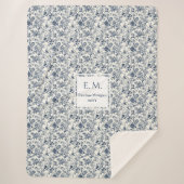 Aangepaste naam Elegant Frans Toile Blauwe Deken (Voorkant)