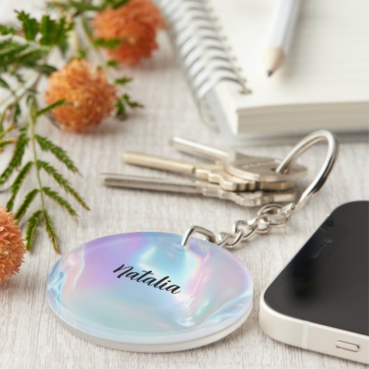 Aangepaste naam Elegant Holografisch Sleutelhanger (Voorkant Rechts)