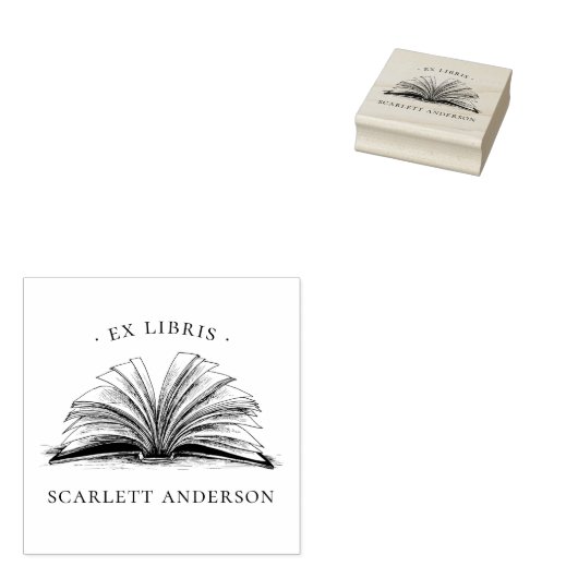  aangepaste naam Elegant Library Book Rubberstempel (Gestempeld)
