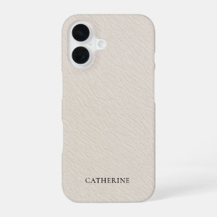 Aangepaste naam Elegant namaak ivoor leer iPhone 16 Hoesje