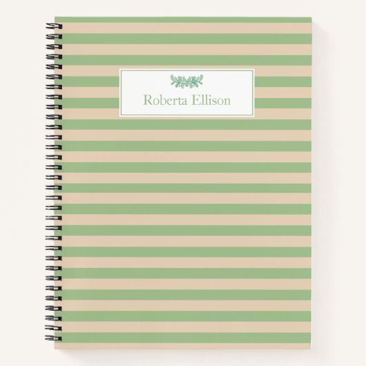 Aangepaste naam Elegant Pastel Stripes Business Notitieboek (Voorkant)