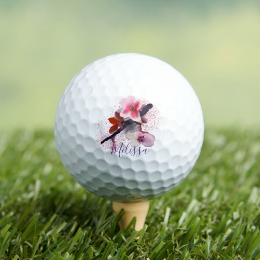 Aangepaste naam | Elegant roze Cherry Blossom Golfballen (Insitu Shirt)