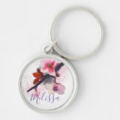 Aangepaste naam | Elegant roze en Paarse kersen Sleutelhanger (Voorkant)