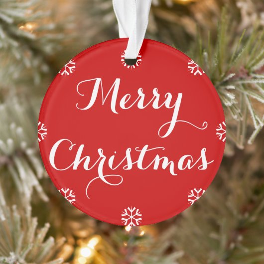 Aangepaste naam Elegant Script Merry KerstRed Ornament (Boom)