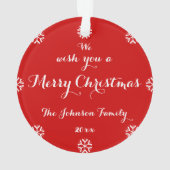 Aangepaste naam Elegant Script Merry KerstRed Ornament (achterkant)