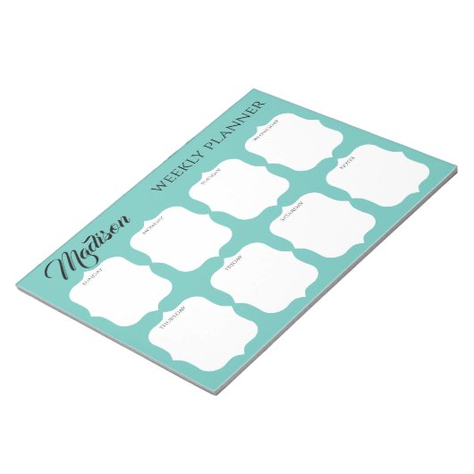 Aangepaste naam Elegant Weekly Planner Notitieblok (Schuin)