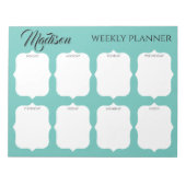 Aangepaste naam Elegant Weekly Planner Notitieblok (Voorkant)