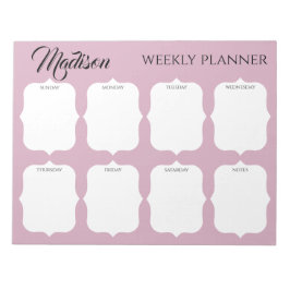 Aangepaste naam Elegant Weekly Planner Notitieblok