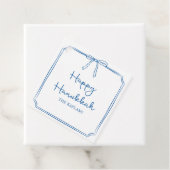Aangepaste Naam Elegante Blauwe Bow Hanukkah GIft Bedankjes Labels (In situ)