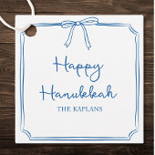 Aangepaste Naam Elegante Blauwe Bow Hanukkah GIft Bedankjes Labels