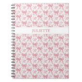 Aangepaste Naam Elegante Bloemen Blush Roze Bogen Notitieboek (Voorkant)