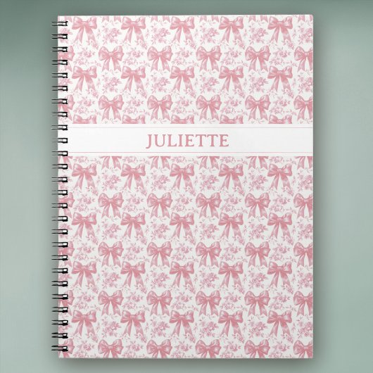 Aangepaste Naam Elegante Bloemen Blush Roze Bogen Notitieboek
