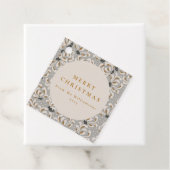 Aangepaste naam Elegante Goudgrijze Bloem Kerstmis Bedankjes Labels (In situ)