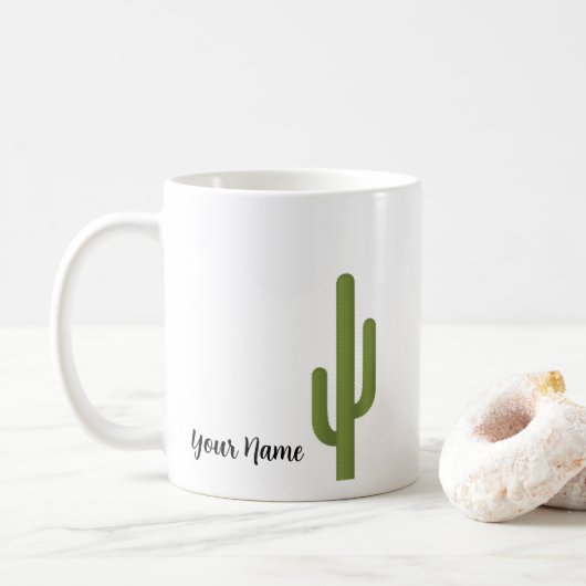 Aangepaste naam Elegante groene cactus Koffiemok (Met donut)