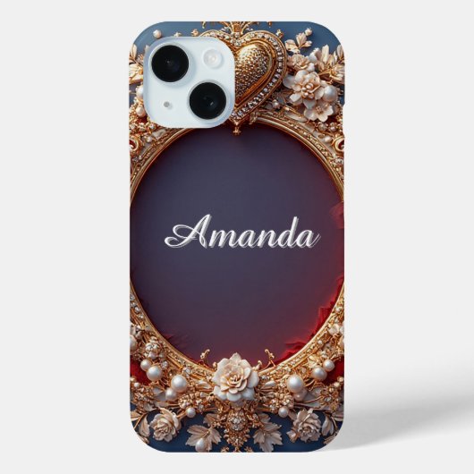 Aangepaste naam Elegante Parel Hart Gloed ✨ Romant Case-Mate iPhone Case (Achterkant)
