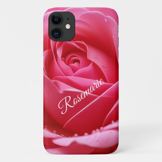 Aangepaste naam Elegante Roos Bloem Case-Mate iPhone Case (Achterkant)