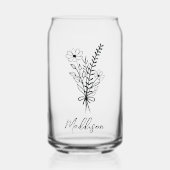 Aangepaste naam, Elegante typografie bloem bos Blikvorm Glas (Voorkant)