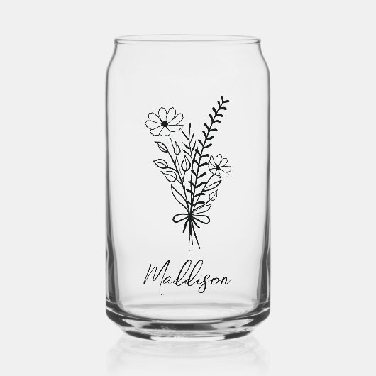 Aangepaste naam, Elegante typografie bloem bos Blikvorm Glas (Voorkant)