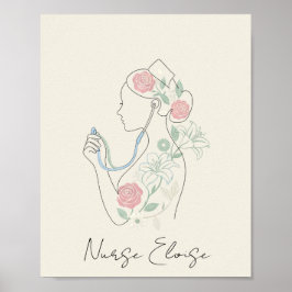 Aangepaste naam Elegante verpleegster silhouetpost Poster