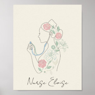 Aangepaste naam Elegante verpleegster silhouetpost Poster