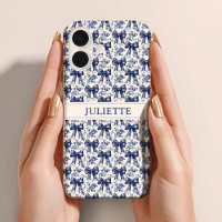 Aangepaste Naam Elegante Vintage Bloemen Blauwe Bo