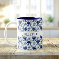 Aangepaste Naam Elegante Vintage Bloemen Blauwe Bo
