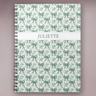 Aangepaste Naam Elegante Vintage Bloemen Groene Bo Notitieboek