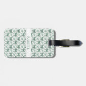 Aangepaste Naam Elegante Vintage Bloemsalie Groene Bagagelabel (Achterkant horizontaal)