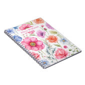 Aangepaste Naam Elegante Waterverf Bloemenpatroon Notitieboek (Rechterzijde)