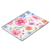 Aangepaste Naam Elegante Waterverf Bloemenpatroon Notitieboek (Linkerzijde)