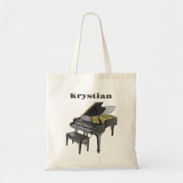 Aangepaste naam Elegante waterverf grote piano les Tote Bag