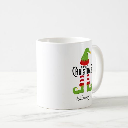 Aangepaste naam Elf Merry Kerstmis Koffiemok (Voorkant rechts)