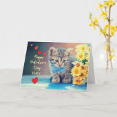 Aangepaste naam Emily Love Valentijn Kitten, madel Kaart (Gele Bloem)