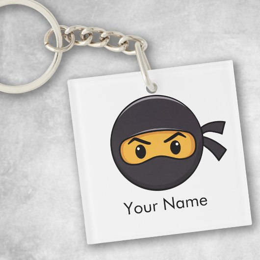 Aangepaste naam Emoji Ninja Button Sleutelhanger