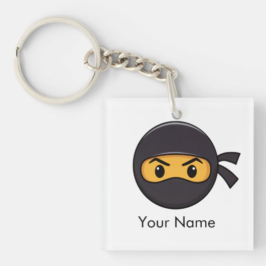 Aangepaste naam Emoji Ninja Button Sleutelhanger (voorkant)