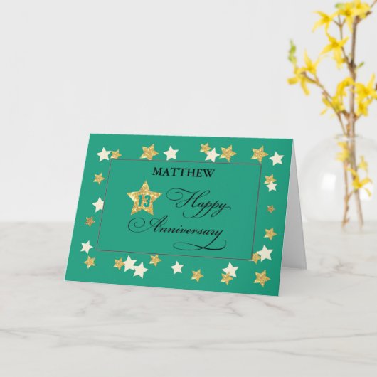 Aangepaste naam en 13e Jubileum werknemer Kaart (Gele Bloem)