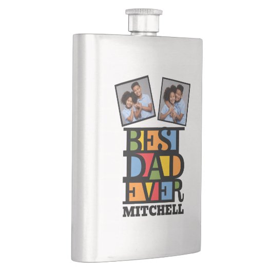 Aangepaste naam en 2 foto's BESTE DAD OOIT Flacon (Rechts)
