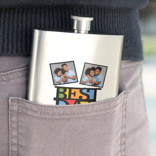 Aangepaste naam en 2 foto's BESTE DAD OOIT Flacon (Voorbeeld)