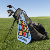Aangepaste naam en 2 foto's BESTE DAD OOIT Golfhanddoek (Groen)