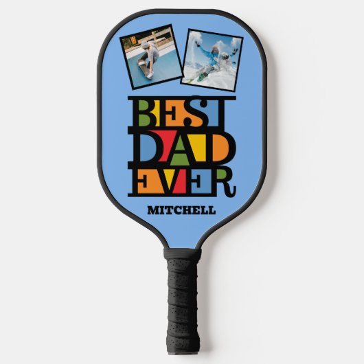Aangepaste naam en 2 foto's BESTE DAD OOIT Pickleball Paddle (Voorkant)